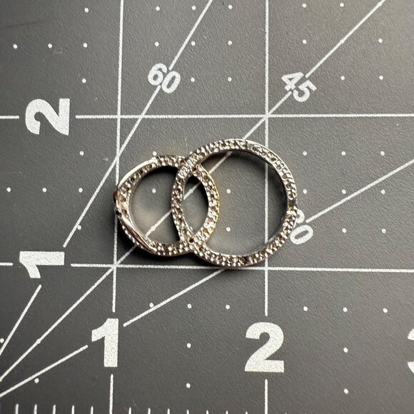 Two-Tone Sterling Silver Cubic Zirconia Interlocking Circle Pendant Necklace - Picture 6 of 6